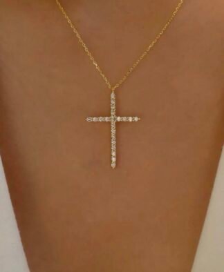 Collier a moins de 10 euros- croix strass dore