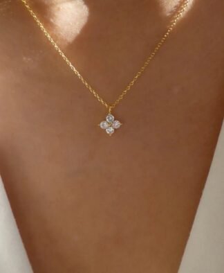 Collier a moins de 10 euros- pendentif fleur strass