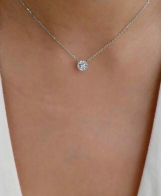 Collier a moins de 10 euros- pendentif rond strass argent