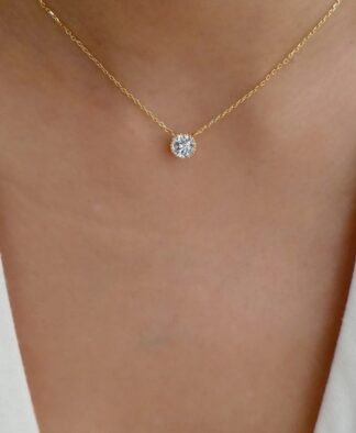 Collier a moins de 10 euros- pendentif rond strass dore